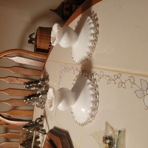 Elegant White Glass Candle Holders